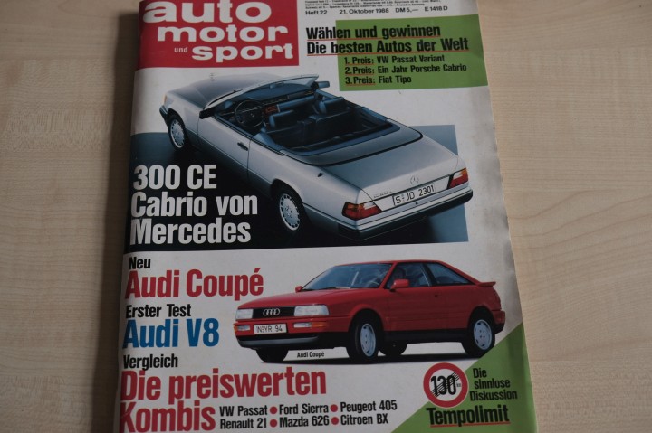 Deckblatt Auto Motor und Sport (22/1988)